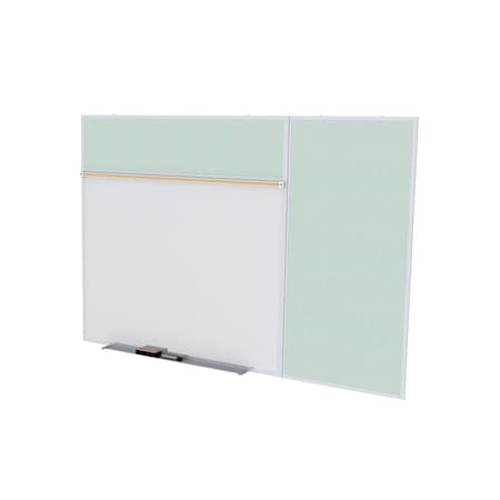 Ghent Combo Whiteboard/Bulletin, Mag Por/Vnyl, Styl B, 4 ft H x 12 ft W, Silver SPC412B-V-193